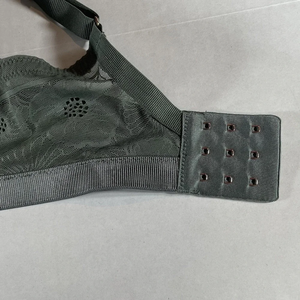 Aerie Real Power Balconette‎ Bra, Size 34DD, Green Floral Lace
